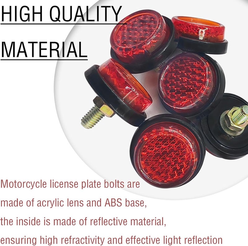 GolTHd 6PCS Mini Reflector with Screw Nut Type M5 Universal Screw Tag Bolt Round Reflective for Motorcycle Bicycle Bike - Red - Image 4